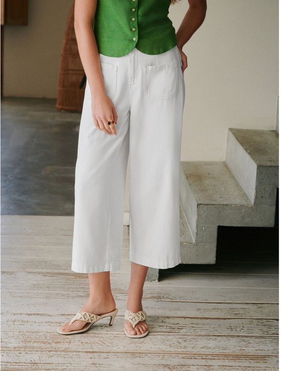 Next - Dames - Cropped lichtgewicht petite jeans met opgestikte zak - Wit