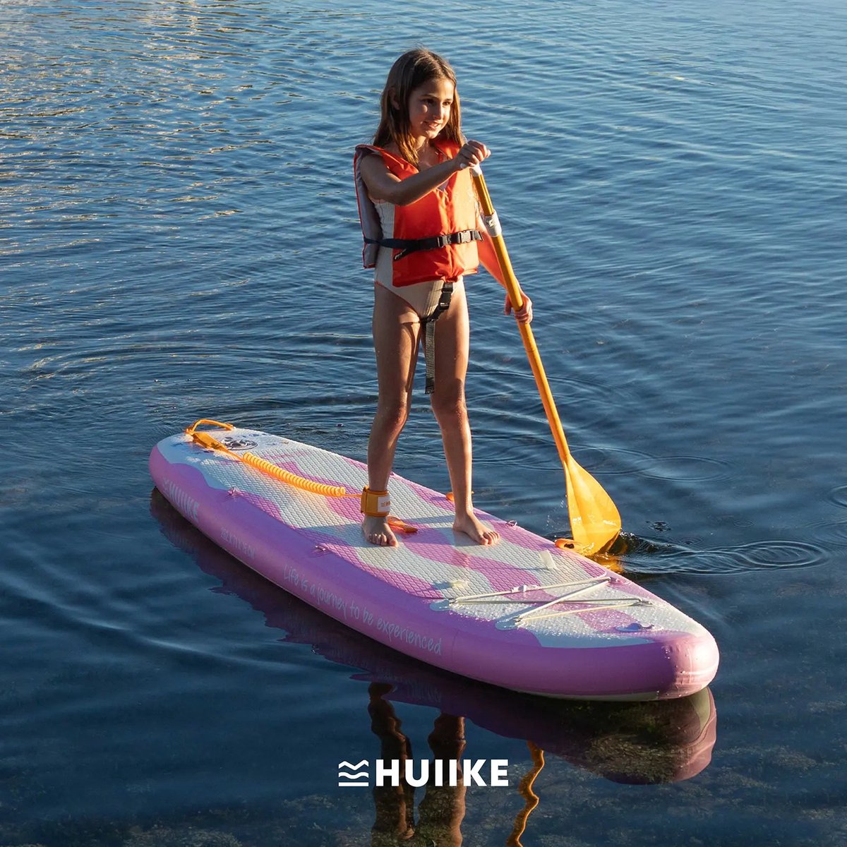 HUIIKE SUP Board - Opblaasbaar Paddle Board voor Kinderen met Accessoires, Peddel, Vinnen, Pomp - Stand Up Paddle Hoge Stabiliteit - 262 x 71 x 15 cm - Max. 80 kg – foto 4