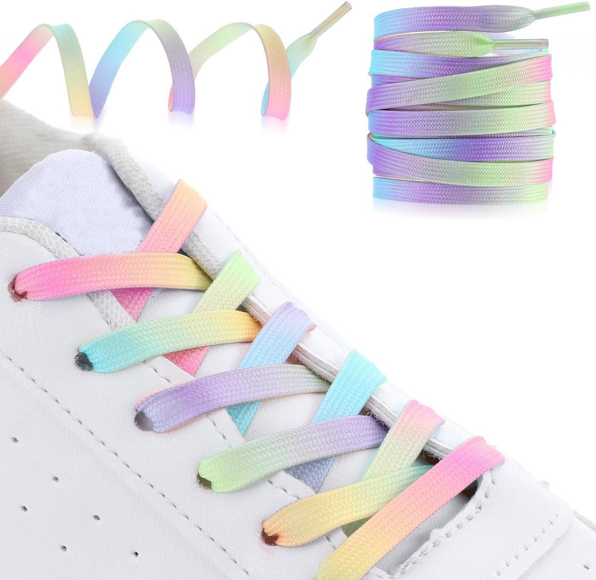 Kleurige Regenboog Veters van 120 cm voor Sneakers, Sportschoenen en Hardloopschoenen - Set van 8 Stuks