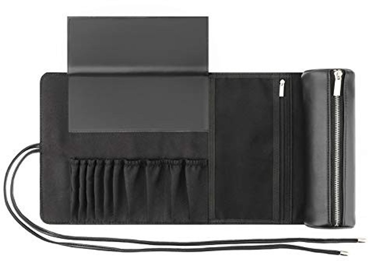 Dailygoods- Make-up Organizer Draaibaar - Make-up Organizer Lades - Make-up Organizer Transparant - Make-up Organizer Tas - Professionele Tas voor Kwasten - Oprolbaar Formaat 23,5 x 9,5 cm - Cosmetica Tas
