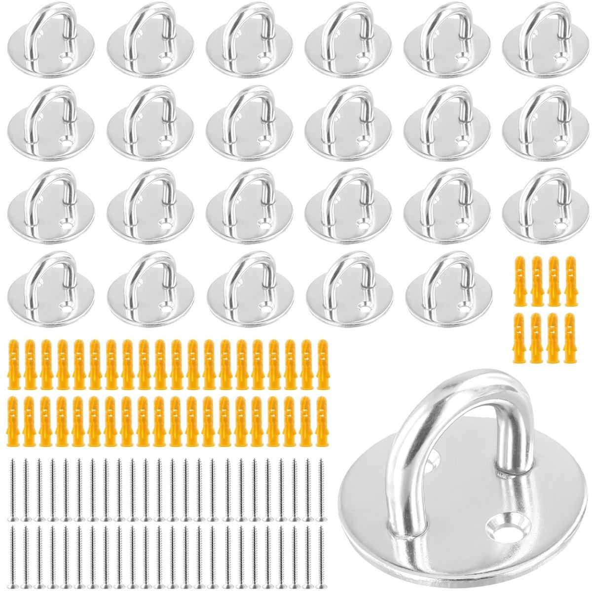 Cosensi- Oogplaat 33 mm - Bevestigingsplaatje Telefoonkoord - Roestvrij Staal - M5 Ringdiameter 5 mm - Voor Buiteninstallaties - Duurzaam en Betrouwbaar - Bevestigingsplaat