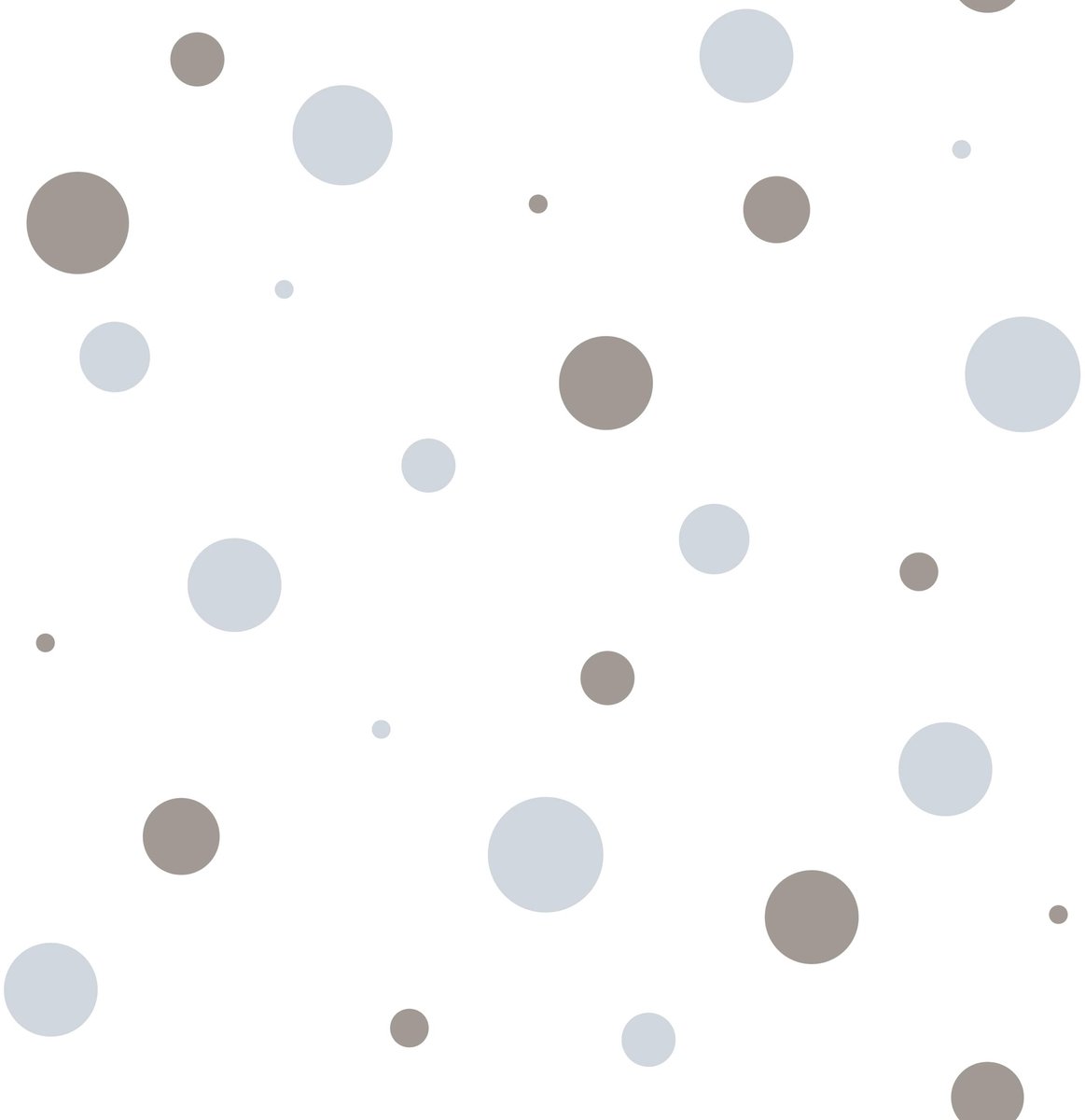 Behang - Rondjes - Stippen - Taupe Blauw Wit - Babykamer Kinderkamer - Scandinavisch - Vliesbehang - 0,53 x 10,05 M - Happy