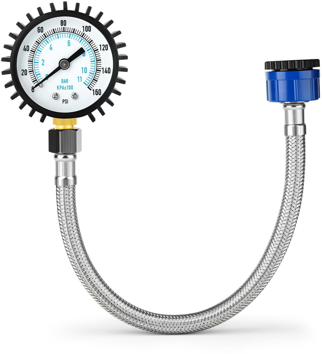 Dailygoods- Waterdrukmeter 0-11 Bar/0-160 PSI - 2" Wijzerplaat - Roestvrijstalen Constructie - Slagvaste Rubber Hoes - Precisie voor Irrigatiesystemen - Manometer