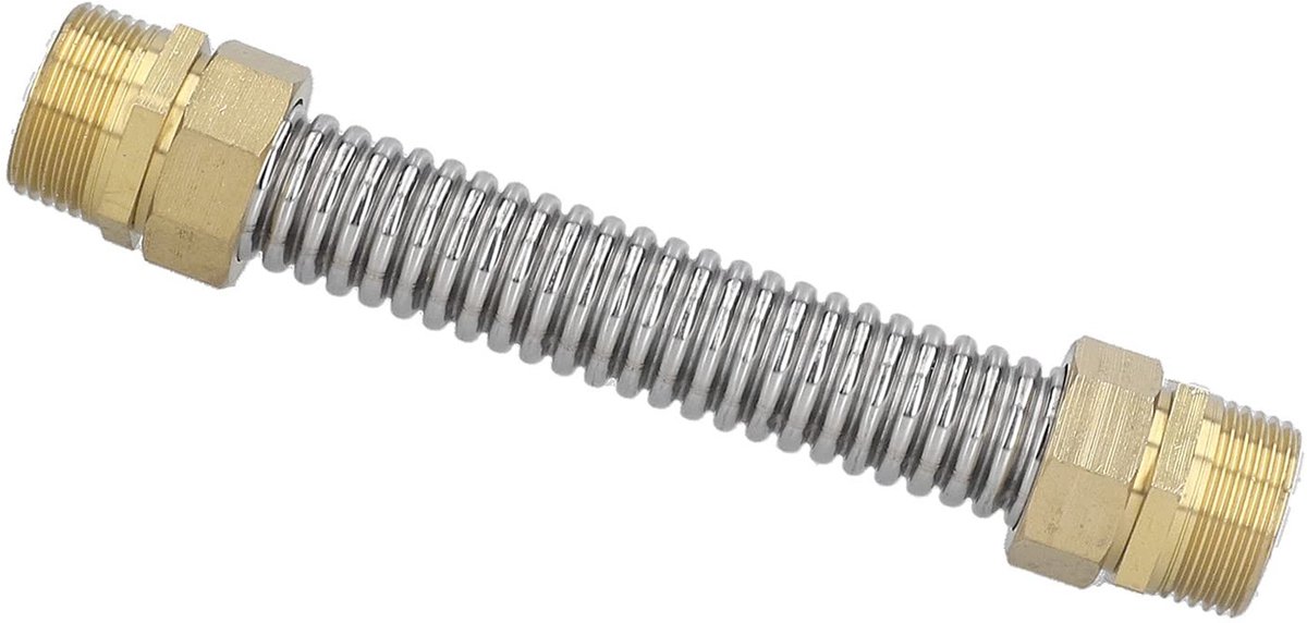 Dailygoods - Ribbelslang - Flexibele verbindingsslang - Zilver - Roestvrij staal - Geschikt voor airconditioning - 20 cm