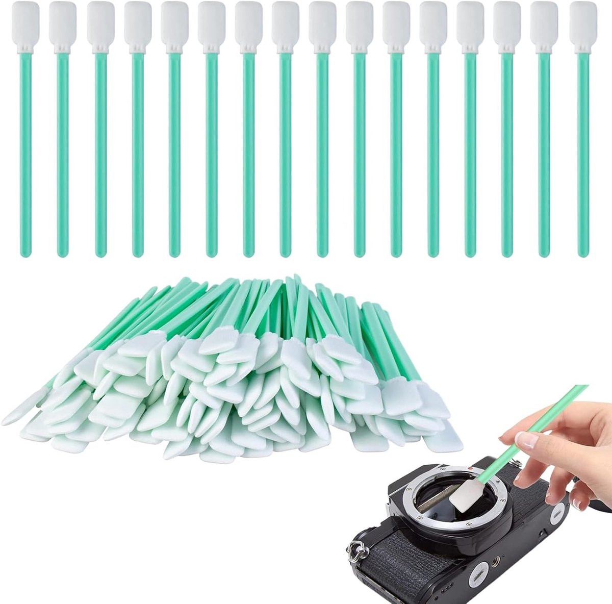 Set van 100 Steriele Reinigingsstaafjes, Schuimreinigingsswabs voor Inktjet, Camera en Lenzen