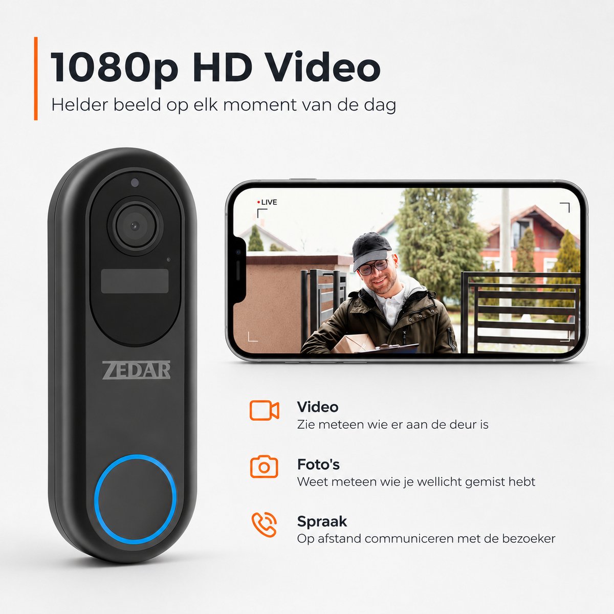 Video 2K Ultra HD Video Deurbel met Binnenbel en SD-kaart - afbeelding 2