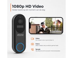 Video Deurbel – Inclusief Binnenbel & SD-kaart(32GB) Vast stroom of Batterijen – 2K Ultra HD – WiFi – T-ring geluid – Zonder abonnement – Video deurbel met Camera