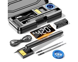 Fokelyi Draadloze Soldeerbout - USB Soldeerset - Mini Soldeerbout - LCD Scherm - Houtbrander - Instelbare temperatuur - Soldeertin - Snelle Opwarming