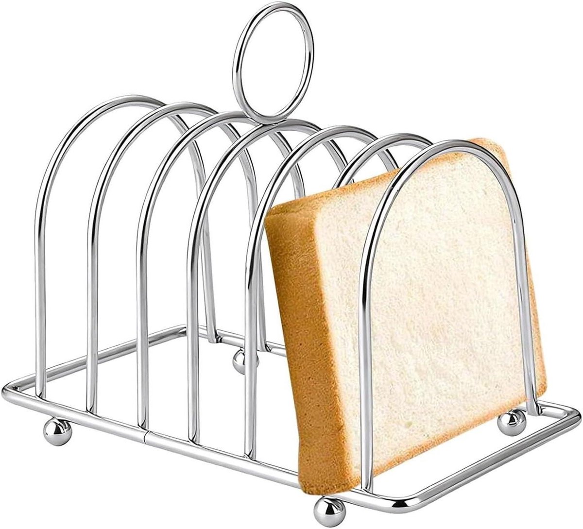 Broodrooster standaard Toast houder Brood koelen Zes vakken ontwerp 14.5 cm lengte Zilver