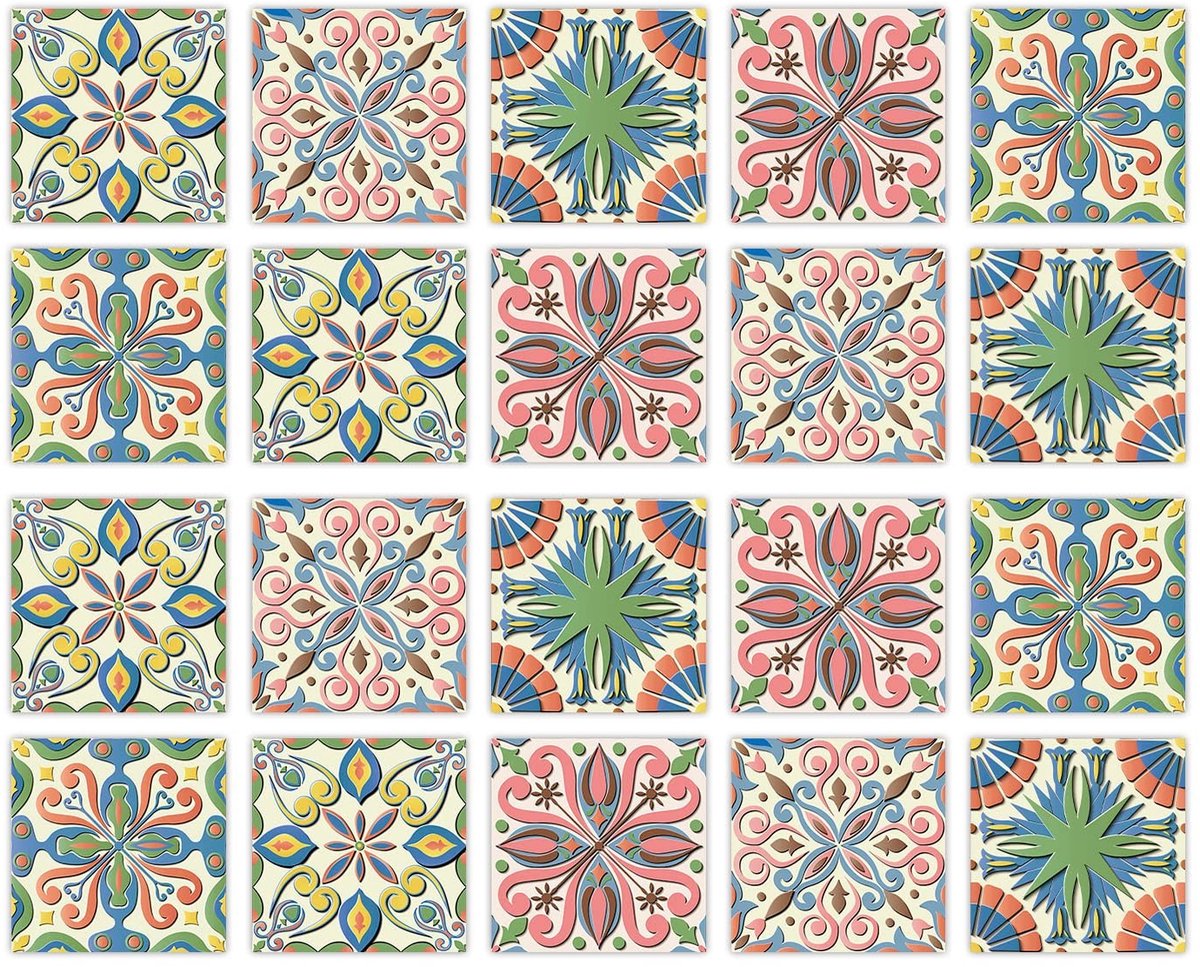 JHUBERS- Wandtegel Sticker Set van 20 - Zelfklevende Tegelstickers 15x15 cm - Peel & Stick Wandtegels - Decoratie voor Keuken/Badkamer - Eenvoudig aan te brengen