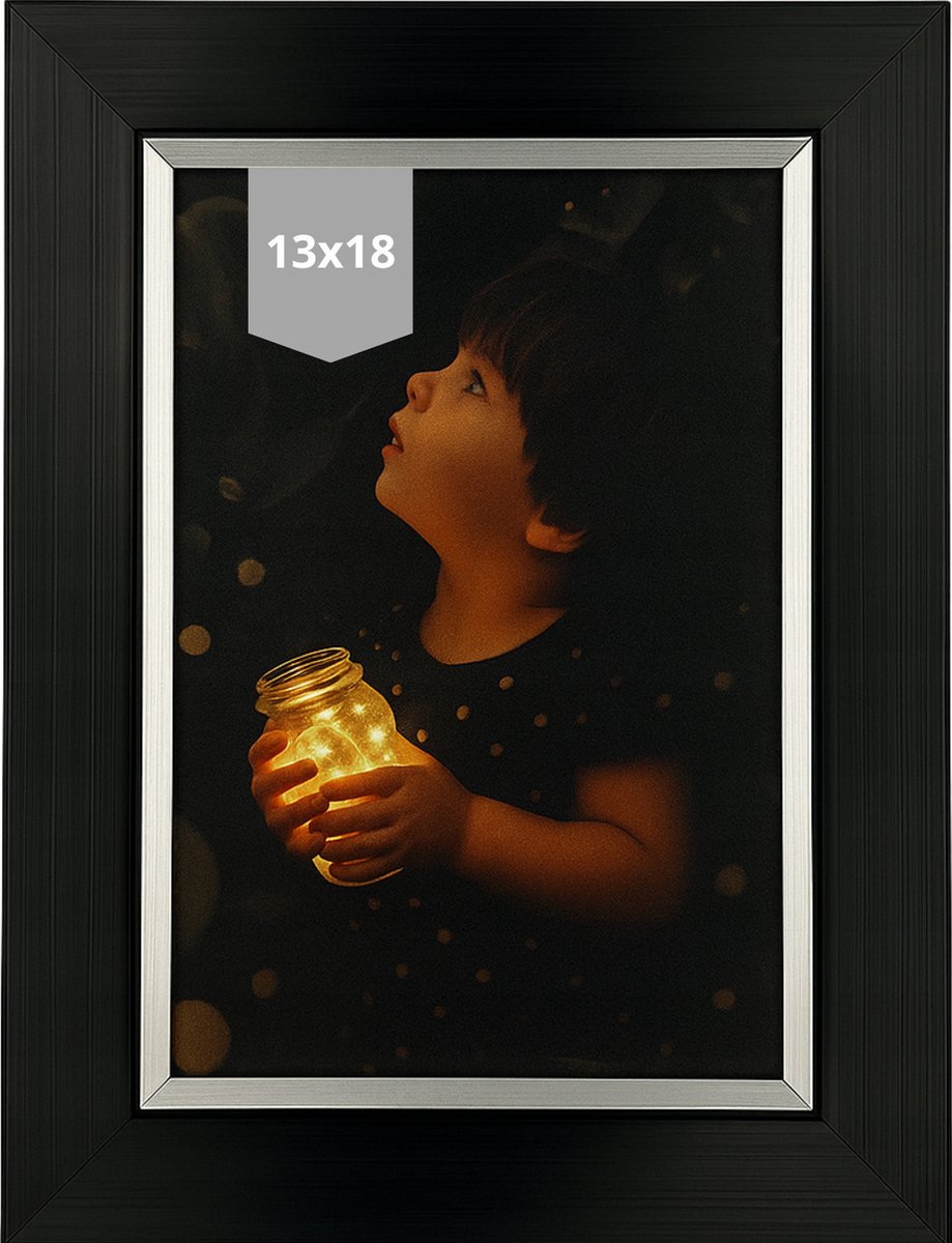 Elegante zwarte fotolijst 13x18 cm - Gloria