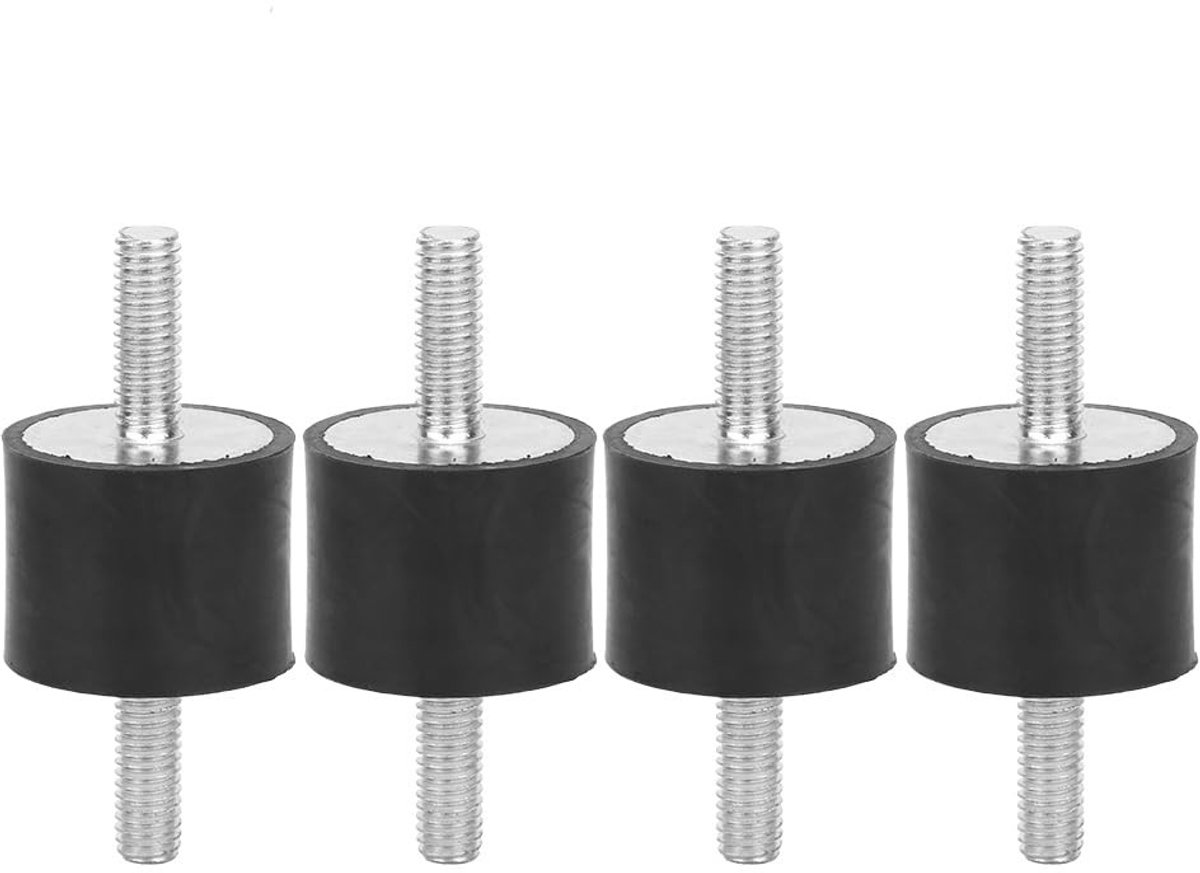JHUBERS- Rubber Mounts 4 Stuks - Trillingen Isolator - Anti Vibratie Silentbloc - Dempingselementen - Zwart/Zilver - Geschikt voor Luchtcompressoren/Benzinemotoren - Trillingsisolator