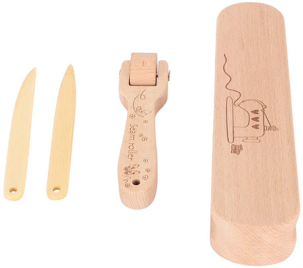 ZEYNOMAX- Tailor Clapper Set - Stoomabsorptie - Comfortabele Grip - Quilten/Sewing - Strijkgereedschap - Duurzaam Houten Materiaal - Afmetingen 14.5 x 4 cm - Naadroller