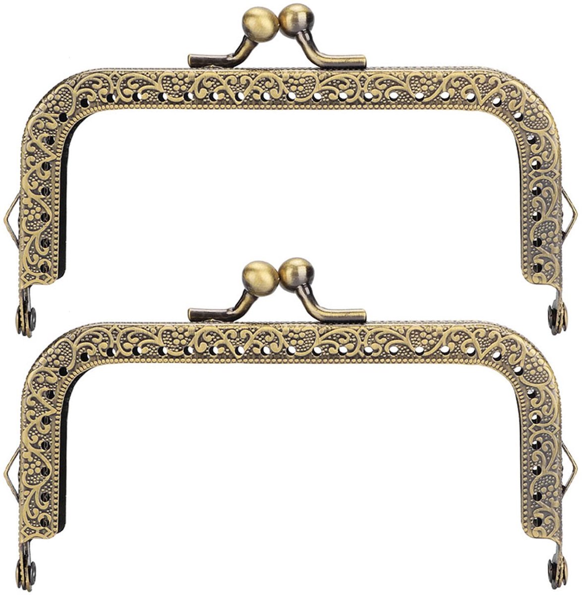 BRENZOOS- Portemonnee Frame - 2 Stuks Antiek Brons - Retro Reliëf - Metalen Portemonnee Sluiting - Lichtgewicht - Eenvoudig te Installeren