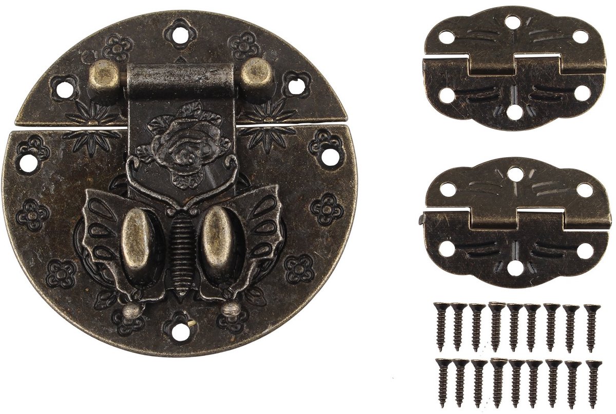 JHUBERS- Sluiting retro design - Sluitring - Sluiting sieraden maken - Haspel 58 x 58 mm - Scharnier 30 x 22 mm - Robuust en eenvoudig te monteren - Boxslot