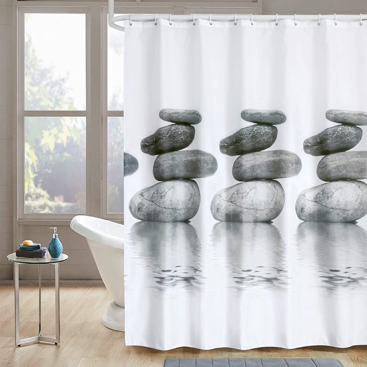 JHUBERS- Douchegordijn Waterdicht - Douchegordijn Anti Schimmel - Douchegordijn 180x200 - Sneldrogend Materiaal - Ophanghaken - Goede Drapeerbaarheid - Badkamergordijn