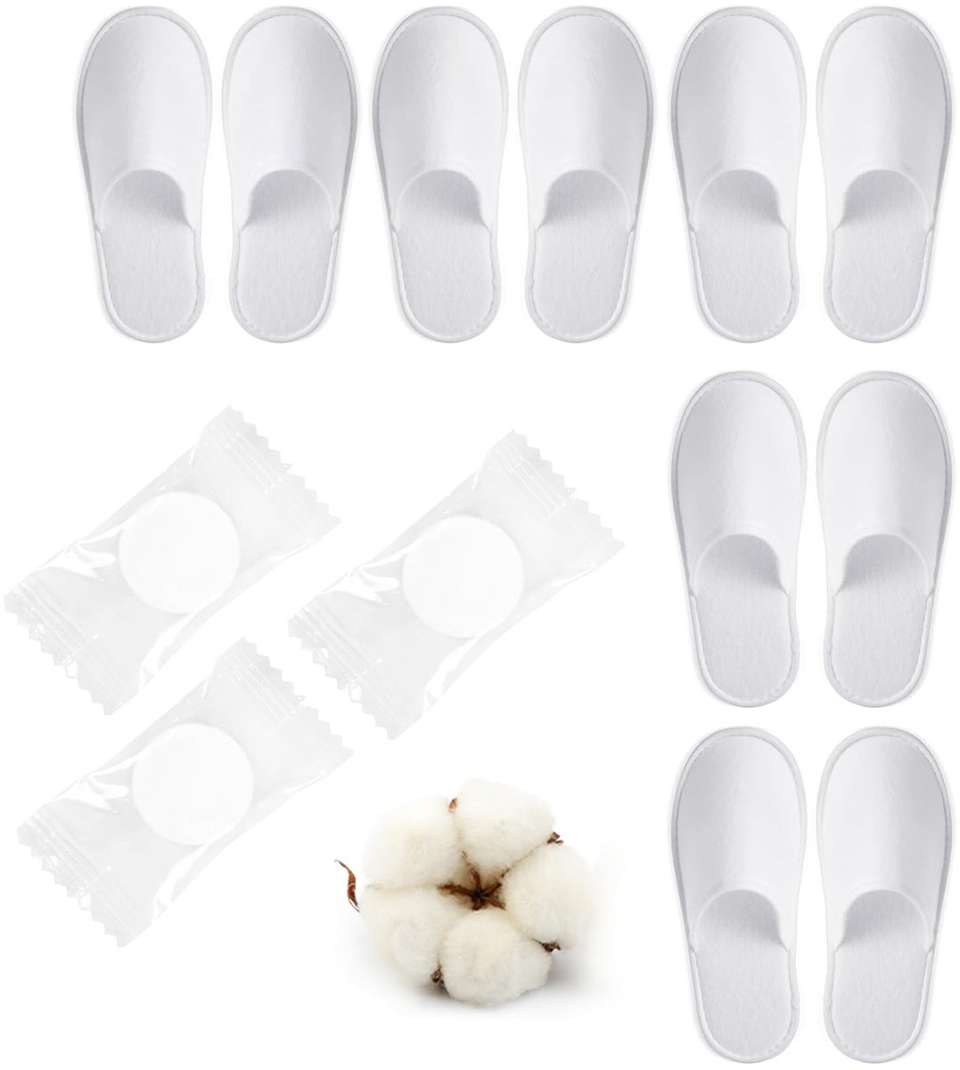 JHUBERS- Wegwerppantoffels Antislip - Gastenpantoffels - Badstof - 5 Paar + 3 Stuks - Universele Maat - Lichtgewicht en Comfortabel - Slippers