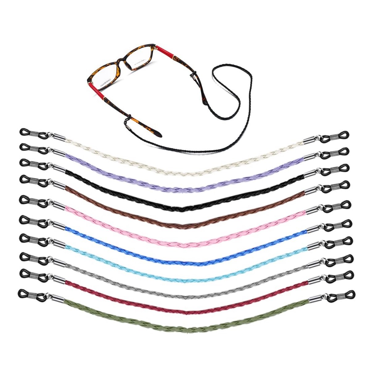 BRENZOOS - Brillenhouder - Lanyard - 10 stuks - Kleurrijk - Sportbril Koord - Uniseks - PU Lederen