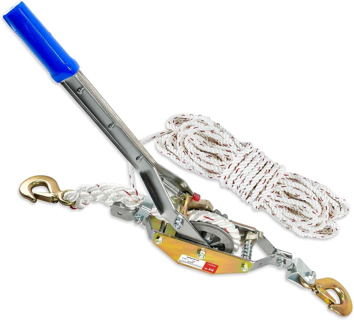 Touwtrekker - Meeneemlier Ratel - Zware Lasten Verplaatsen - 3/4 Ton Capaciteit - 15 Meter Touw - Zilver