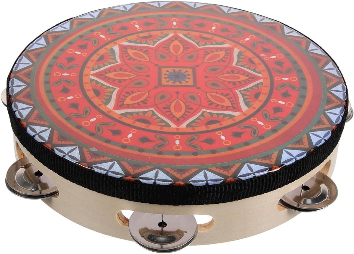 Hand Tamboerijn - Percussie Instrument - Muziek Maken - Ergonomisch Ontwerp - 20.5 cm - Rood