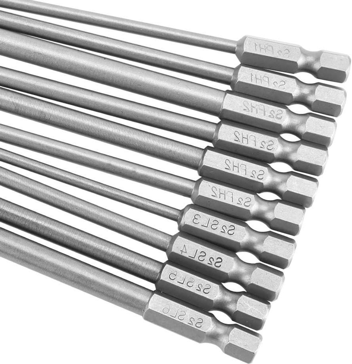 Schroevendraaier Bits Set - Bits en Doppen - Klus Klussen - Magnetische Grip - 100 Mm - Zilver