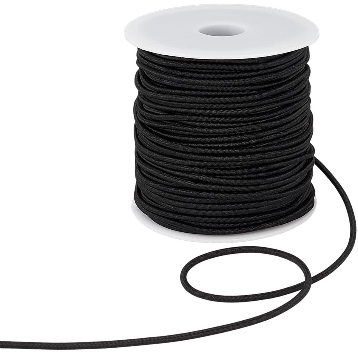 Dailygoods- Expandertouw 50 m - Zwart Rubber - Elastisch Bungee-Touw - Hoge Elasticiteit - Polyester - Diameter 3 mm