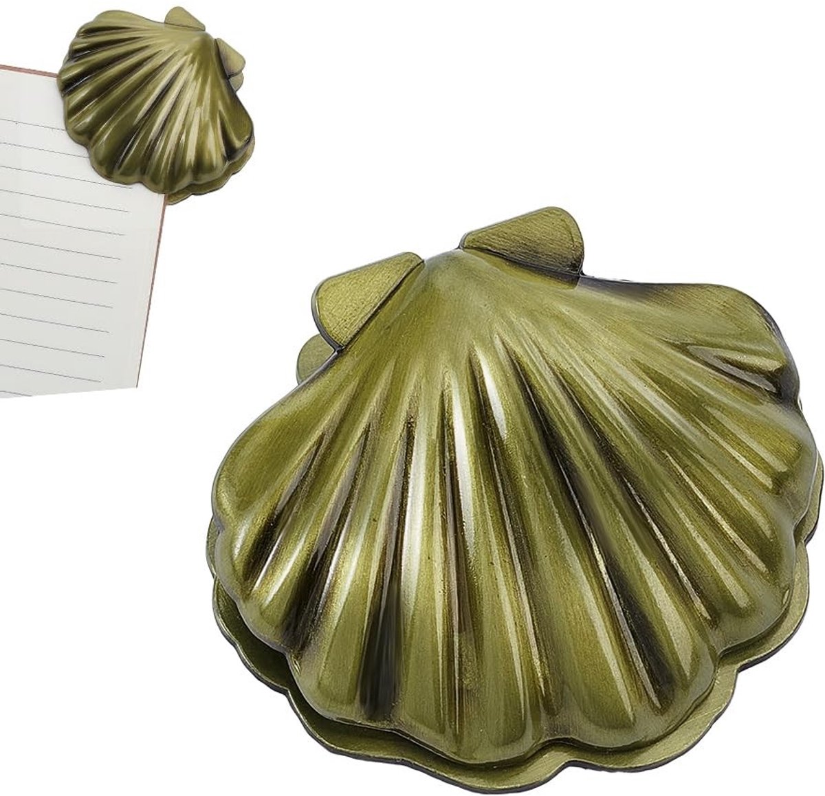 Dailygoods- Bladwijzer Clip Vintage Schelpvorm - Metalen Bindmiddel - Decoratieve Pagina Houder - Klemmen voor Notebooks - Gouden Afwerking - Multifunctioneel Hulpprogramma - Paginahouder