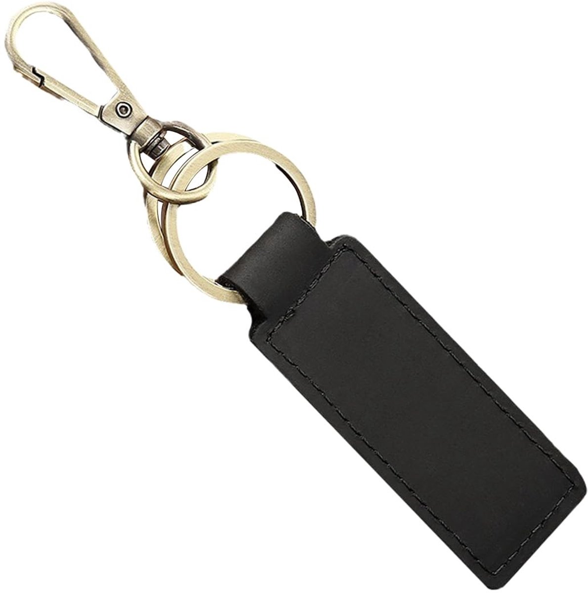 Dailygoods- Autosleutelhanger van Echt Leer - Universele Sleutel met D-Gesp - Metalen Accessoires - Lichtbruin/Zwart - Duurzaam en Hoogwaardig - 14,3 x 3 x 0,5 cm - Sleutelhanger