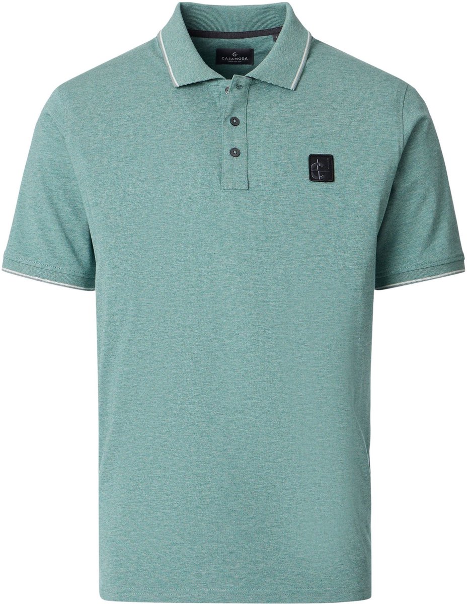 CASAMODA Polo Jersey Tipping Groen - Maat XL - Heren