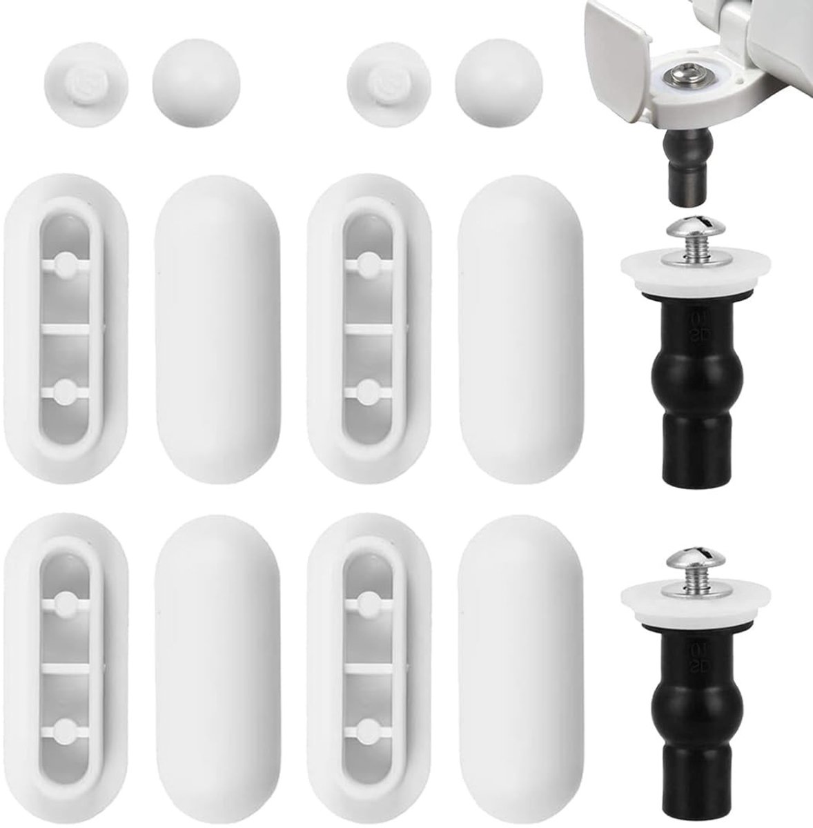 Dailygoods- WC-Bril Set 14-delig - Universele Toiletbrilaccessoireset - Bevestigingsschroeven - Bumper Pads - Duurzaam Kunststof - Comfort en Stabiliteit - Toiletbril