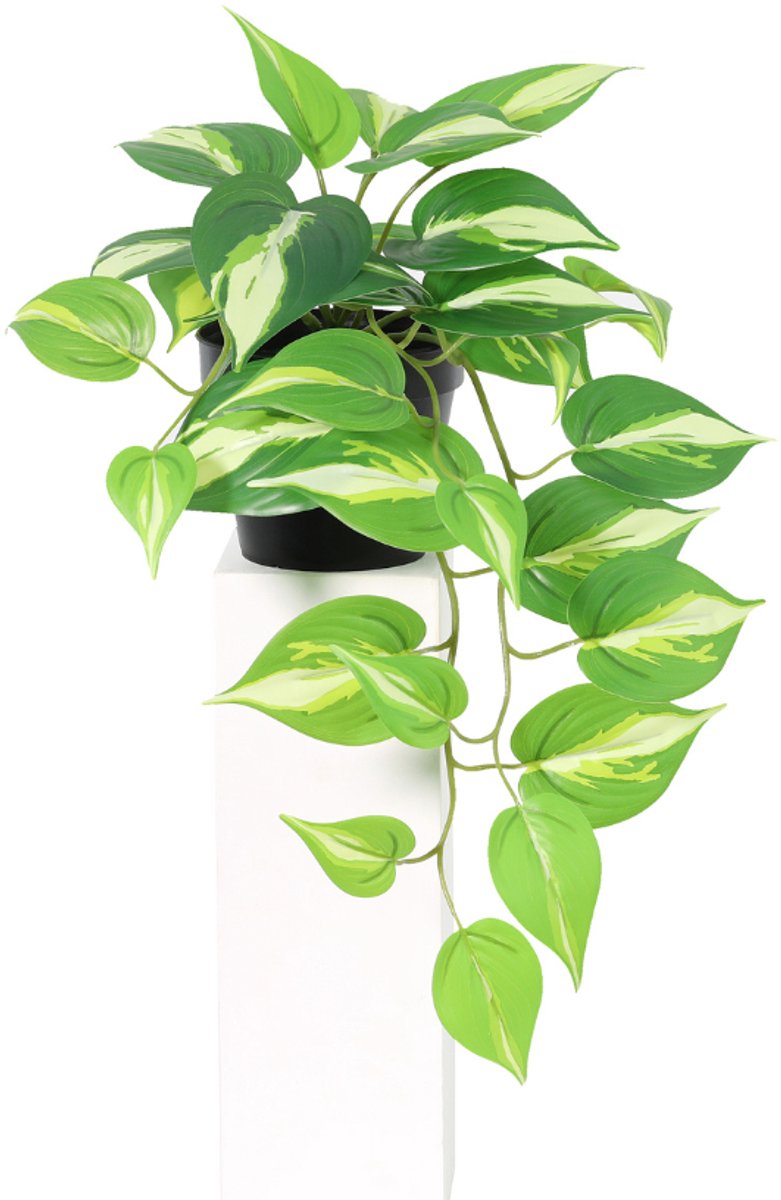 Trendyplants - Kunst Epipremnum Variegata - Drakenklimop - Kunstplant - Hoogte 37cm - Potmaat Ø9cm