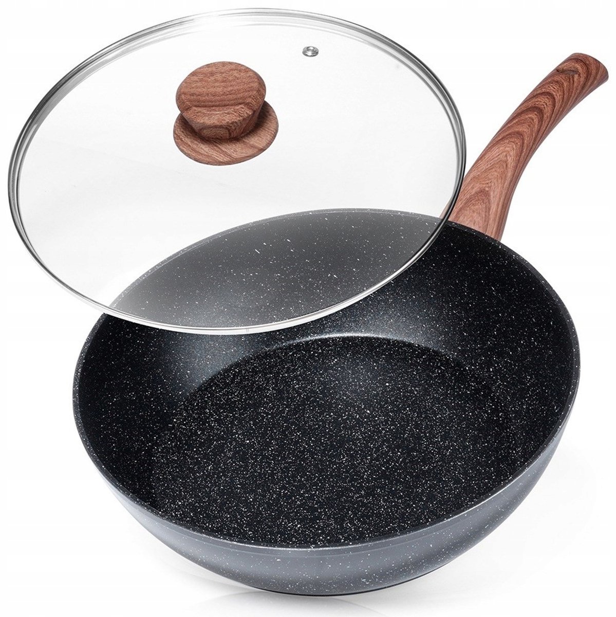 Diepe Granieten Pan met Deksel - 28 cm