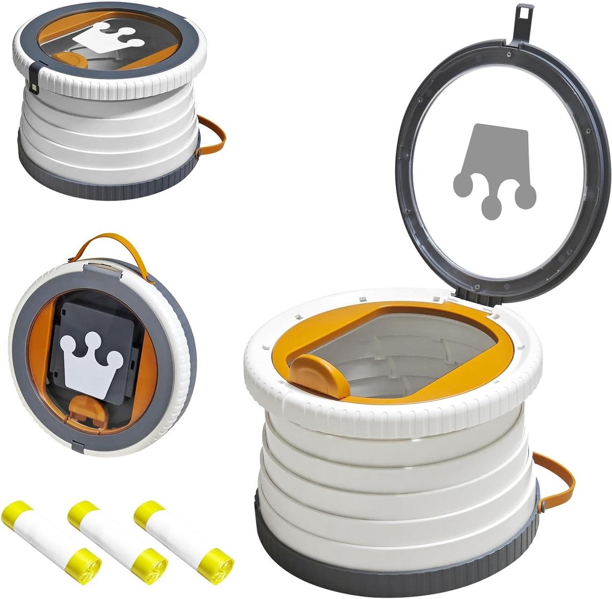 Draagbaar Potje - Reis Toilet - Zindelijkheidstraining - Opvouwbaar Ontwerp - 3 Rollen - Transparant Grijs