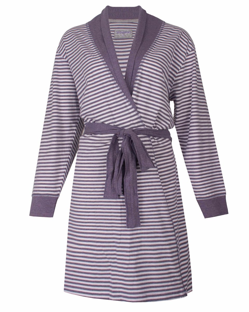 Irresistible - Dames Badjas - Kamerjas - Paars en Wit - Maat m