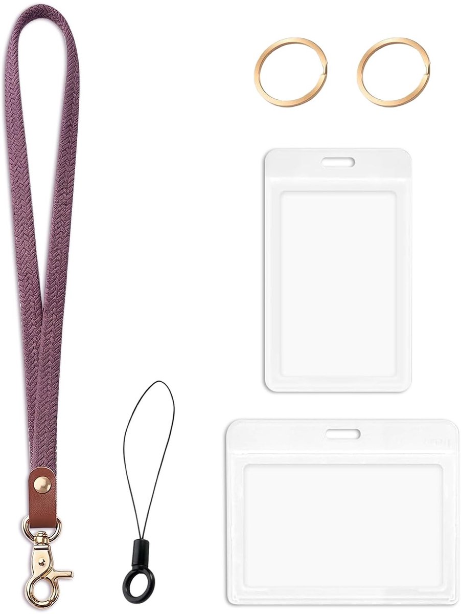 Dailygoods- ID-kaarthouder met koord - Sleutelkoord - Transparante hoes - Veiligheidssluiting - Sleutelhanger - Duurzaam materiaal - Sleutelband