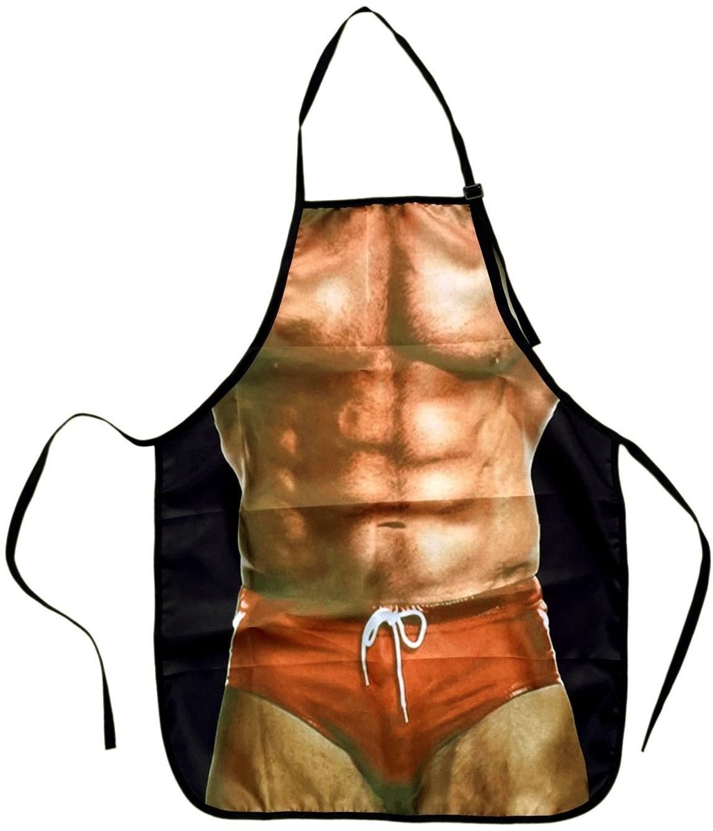 Dailygoods- Schort met grappige print - Water- en oliebestendig - Verstelbare nekriem - Geschikt voor mannen - 73 cm hoog - Perfect cadeau voor feest. - Keukenschort