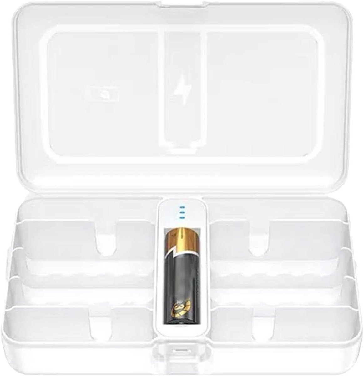 Batterij Opbergkoffer - Batterijhouder - Batterijen Organiseren - Ingebouwde Tester - 20 Batterijen - Transparant