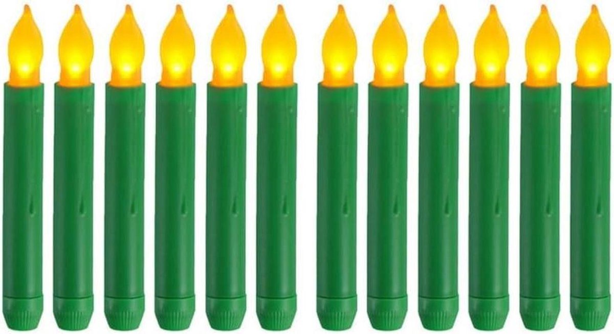 LED Kaarslampen - Decoratieve Lampjes - Sfeer Creëren - Vlammend Effect - 16.5 cm - Groen