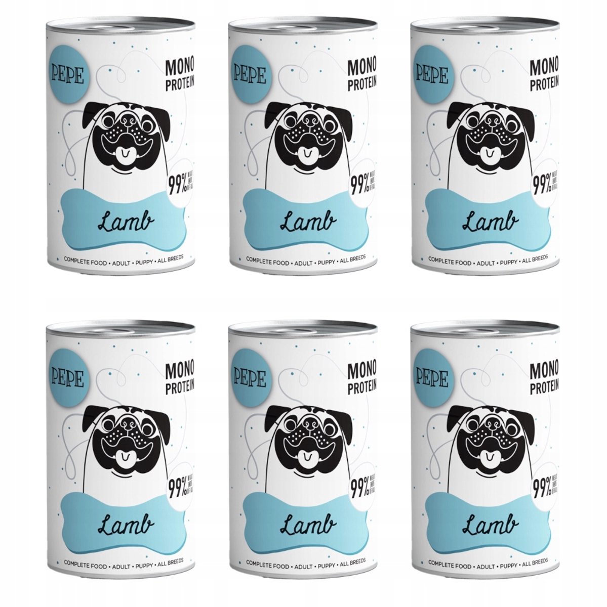 Paka Zwierzaka Pepe Serie - Hondenvoer - Lam - Monoproteïne - 6x400g
