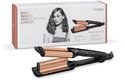 BaByliss Easy Waves krultang met koperkleurige golvende platen, naast de verpakking.