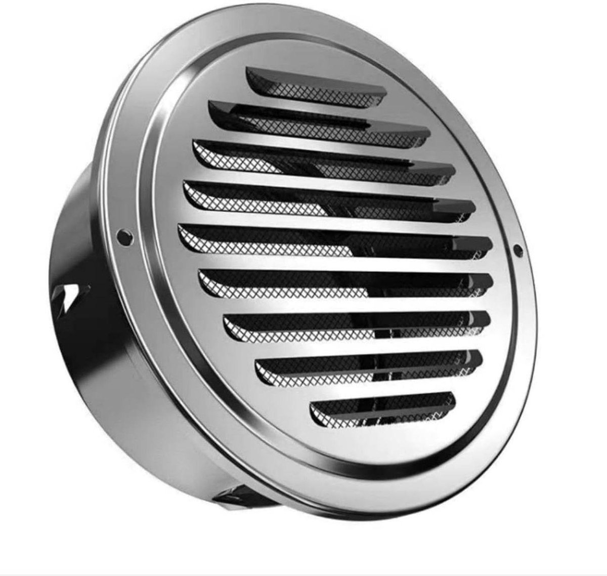 Ventilatierooster Roestvrij Staal - Afvoerrooster Rond - Luchtstroom Verbeteren - Beschermend Gaasontwerp - 100 mm - Zilver