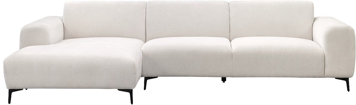 Vente-unique Hoekbank links in getextureerde beige stof SAPIGO