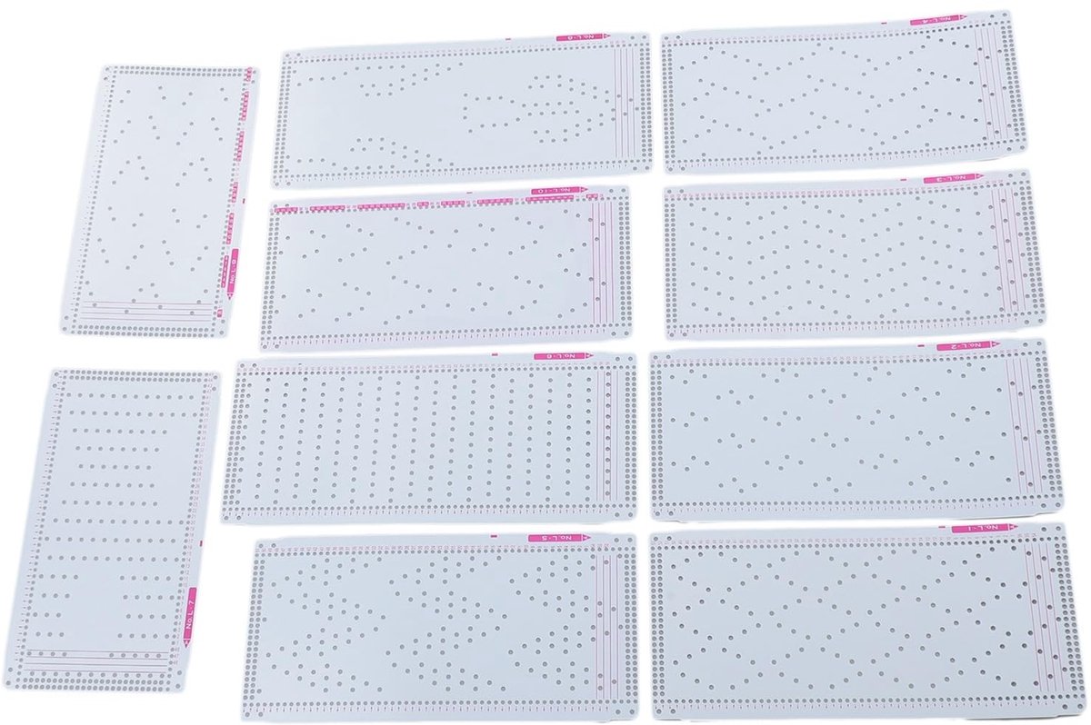 Dailygoods- Punching Cards Set - 10 Stuks - Professionele Plastic Kaarten - Voor Silver Reed Breimachine - Gebruiksvriendelijk - 10 Patronen - Breipatroonkaarten