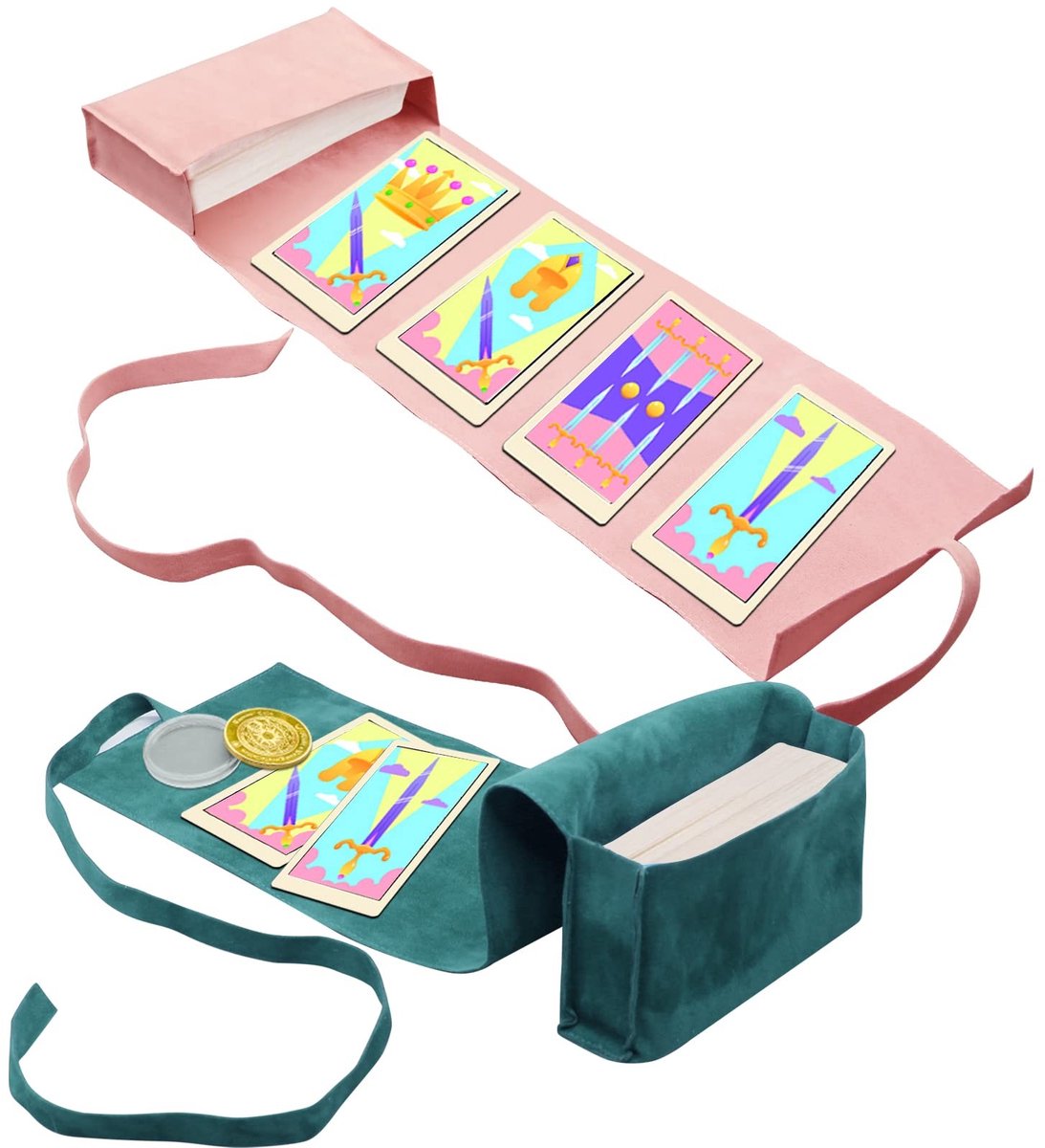 Dailygoods- Tarottassen Set van 3 - Tarotaccessoires - Kaarthouder - Stof - Oracle Deck - Geschikt voor tarotkaarten