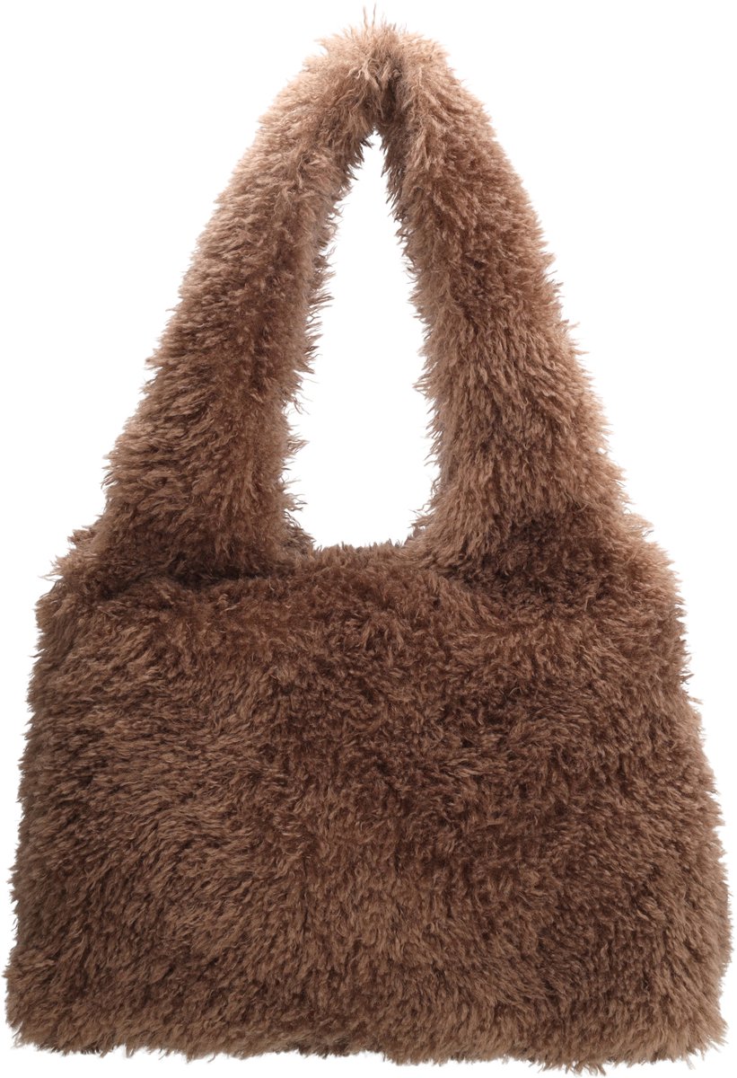 Beagles El Rio Schoudertas - Fluffy Tas - Shopper - Achterritsvak - Ritssluiting - Dames - Taupe
