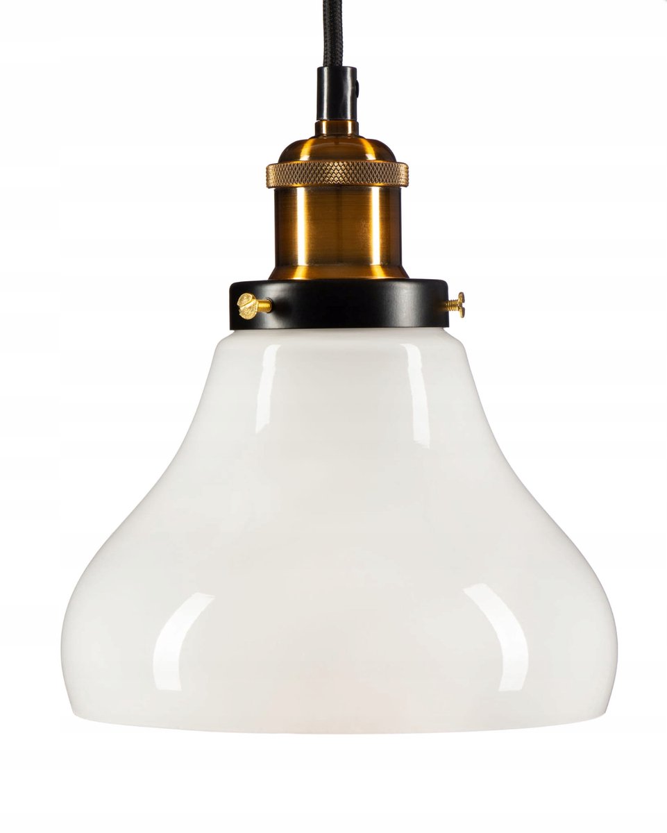 Glazen Hanglamp STOOTKOP Melkwit Vintage Goud E27