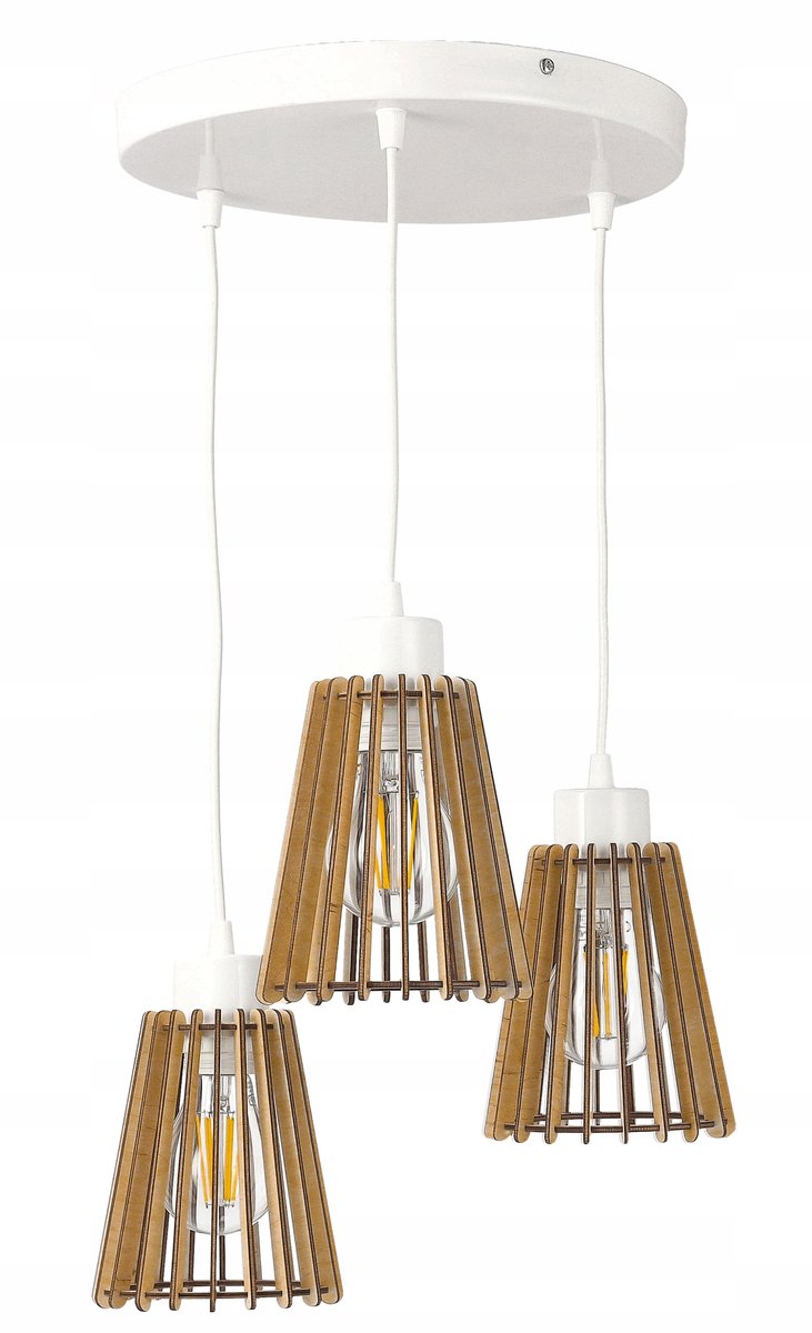 Hanglamp Loft Hout 3xE27 - Sfeervolle Plafondlamp