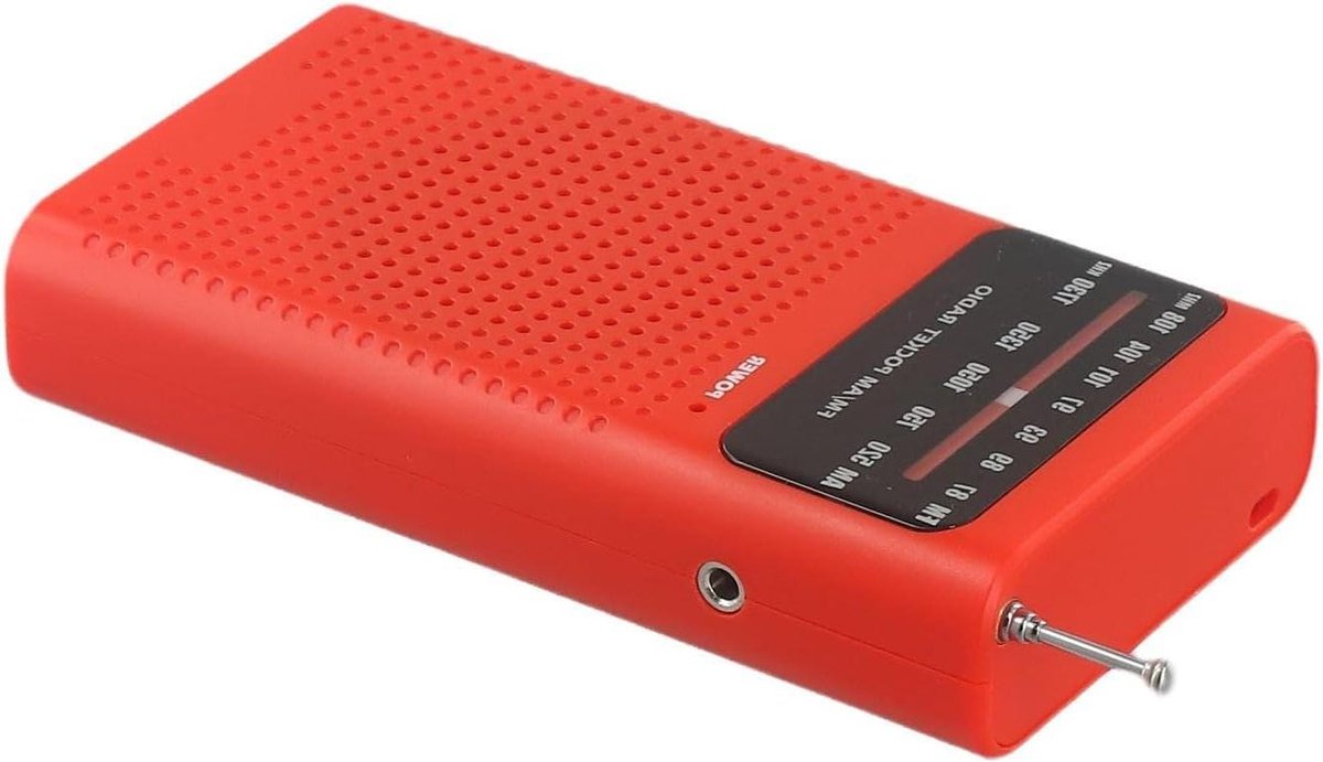Draagbare Radio - Zakradio AM FM - Noodsituatie Voorbereiding - Superieure Ontvangst - Compact Formaat - Rood