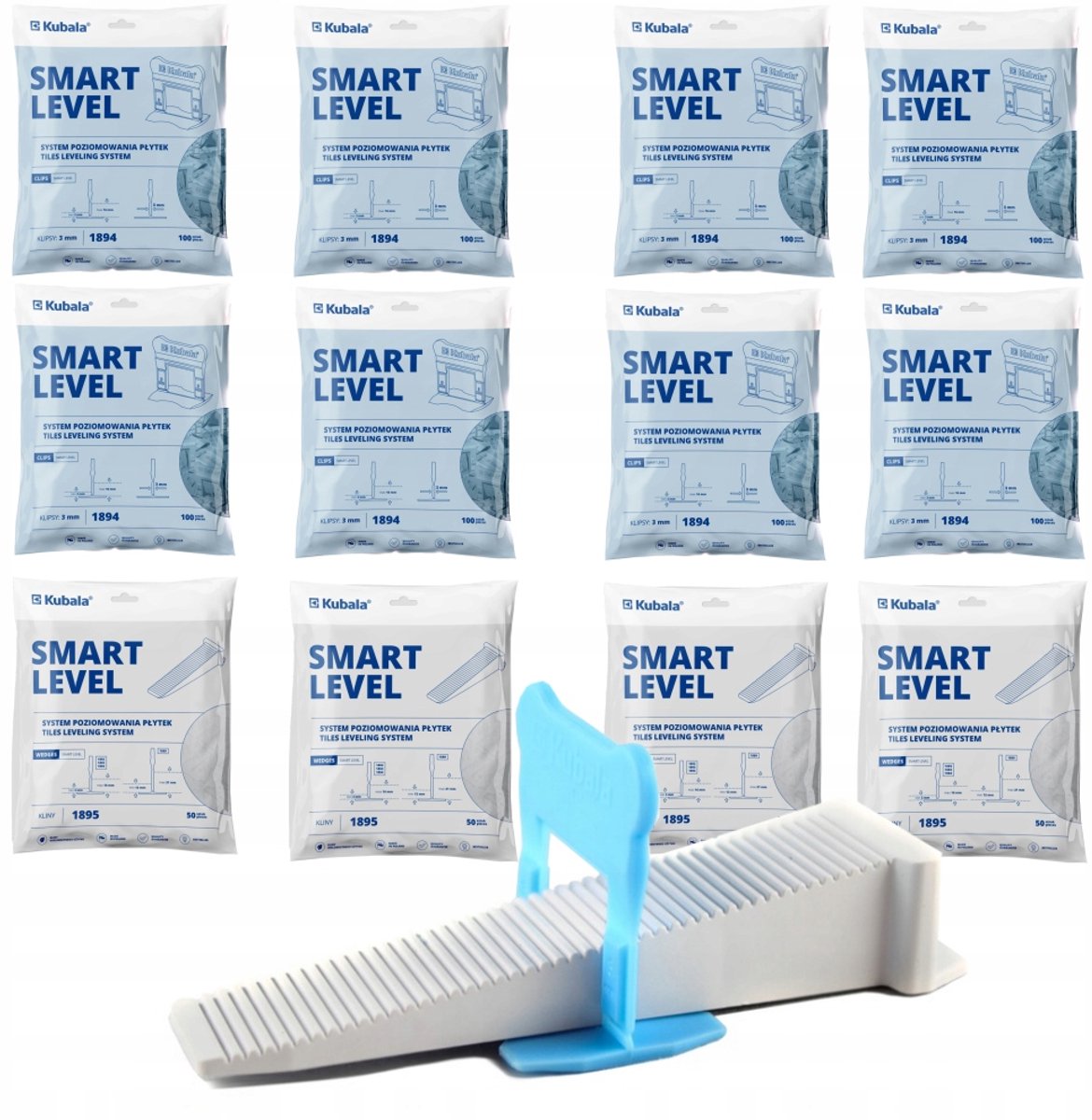 Kubala Smart Level Tegel Levelling Systeem: 800 Clips 3mm + 200 Wigs