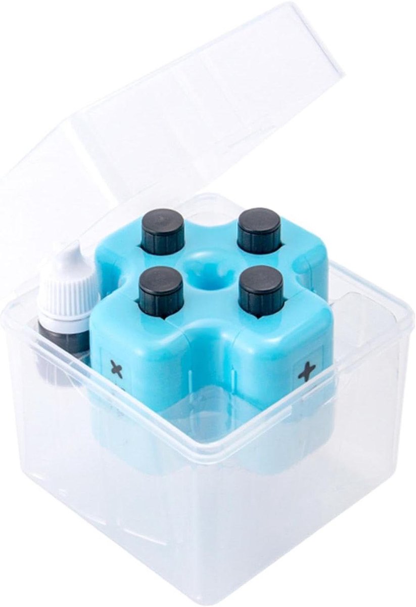 Rekenstempel Wiskunde - Leergereedschap 4-in-1 - Oefenen Optellen Delen - Draaibaar Mechanisme - 9x9x9 cm - Blauw